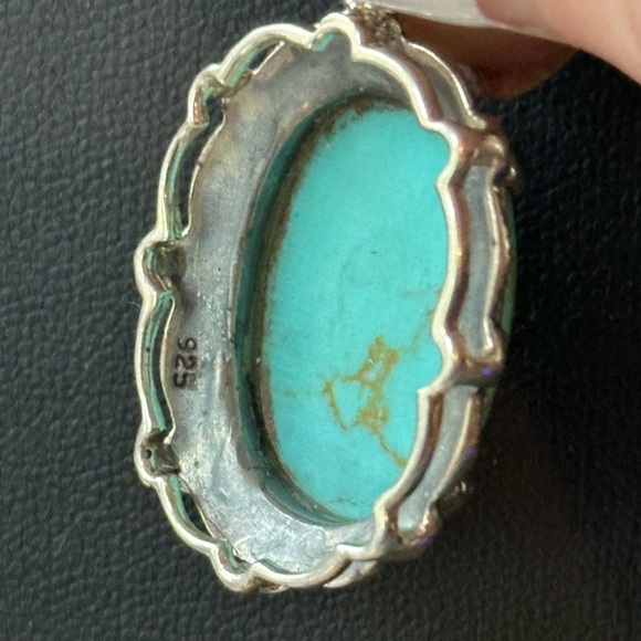 Turquoise marcasite beautiful sterling silver pendant - Picture 4 of 9